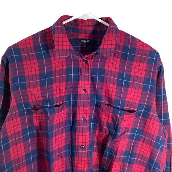 Madewell Red and Blue Plaid Button Down Shirt - Picture 2 of 6